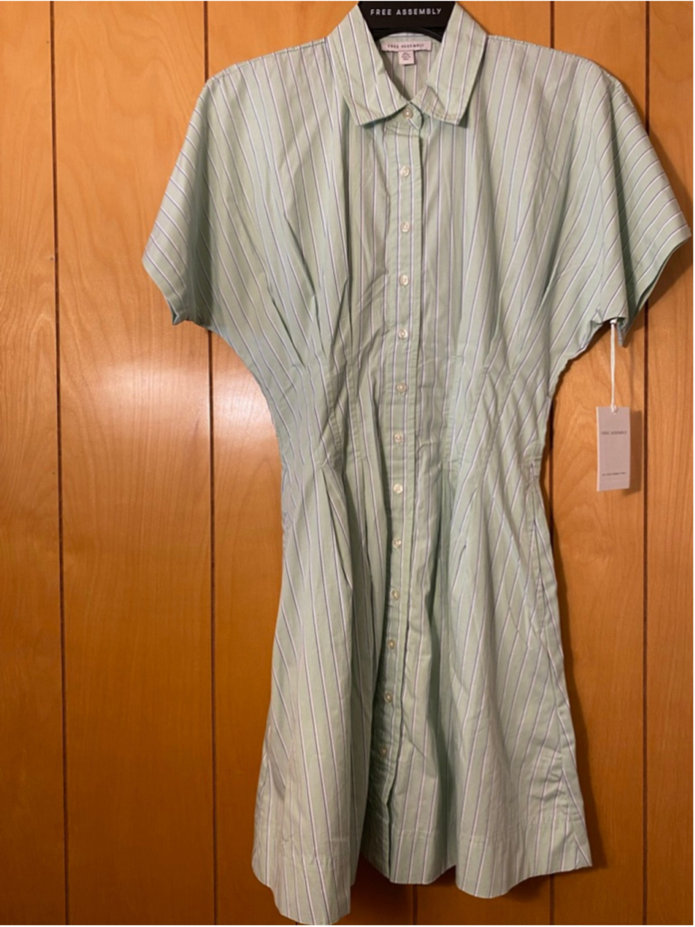 Women's Free Assembly Green & White Striped Shirtdress XS